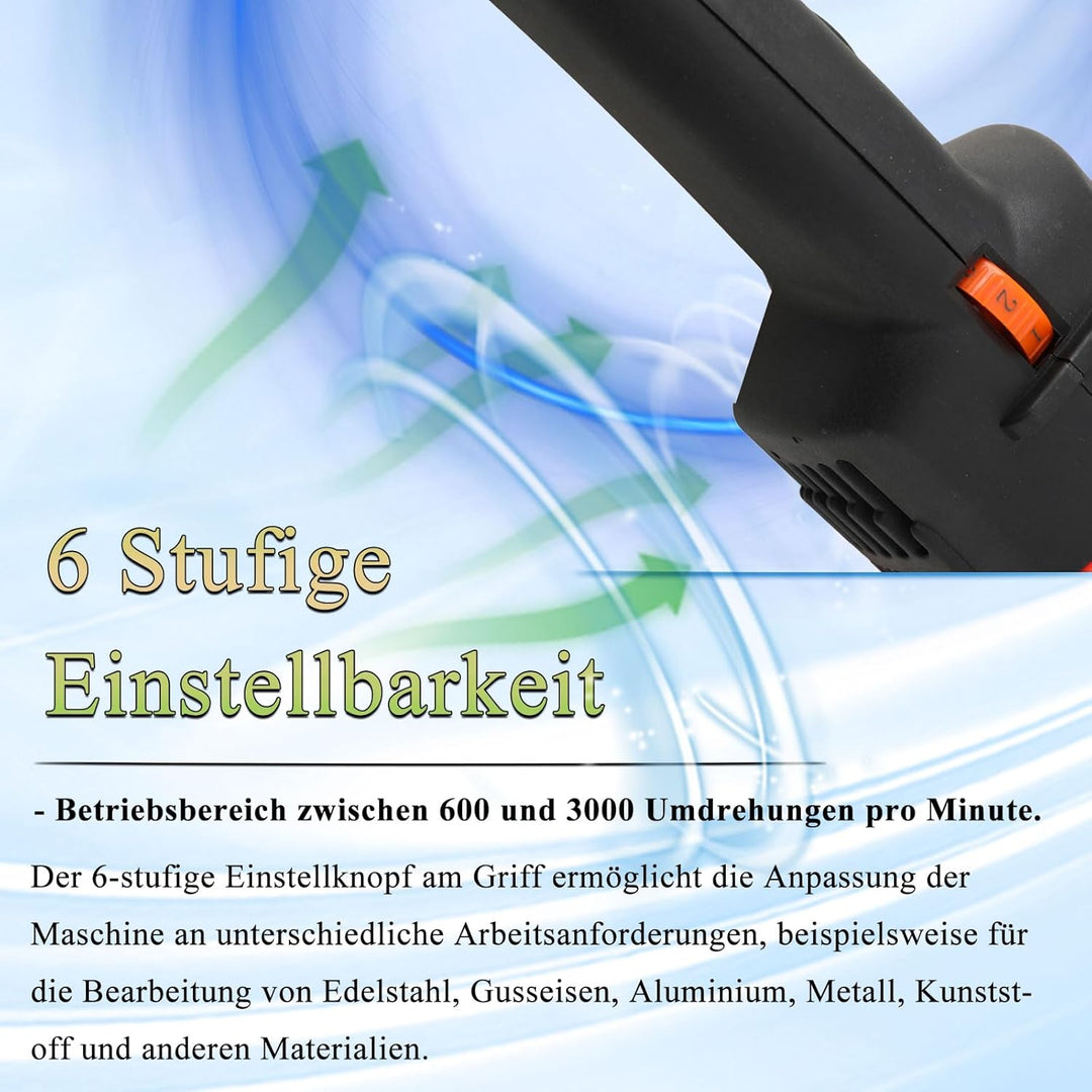 Satiniermaschine 1400W Schleifmaschine 6 Stufig Variable Drehzahl Elektrische Bürstenschleifer Bürst