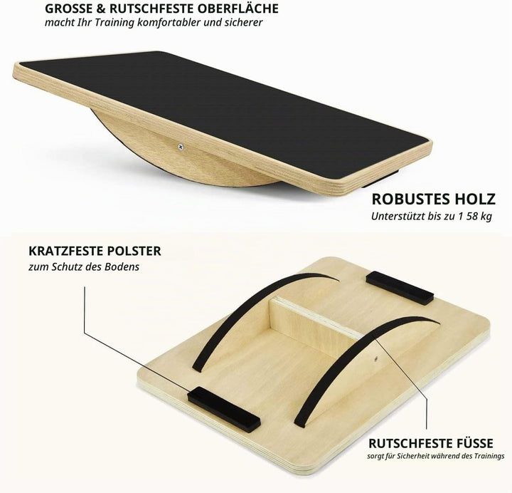 Yes4All Balance Board inkl, Übungsposter mit Griff und rutschfester Oberfläche; Premium Kunststoff-W