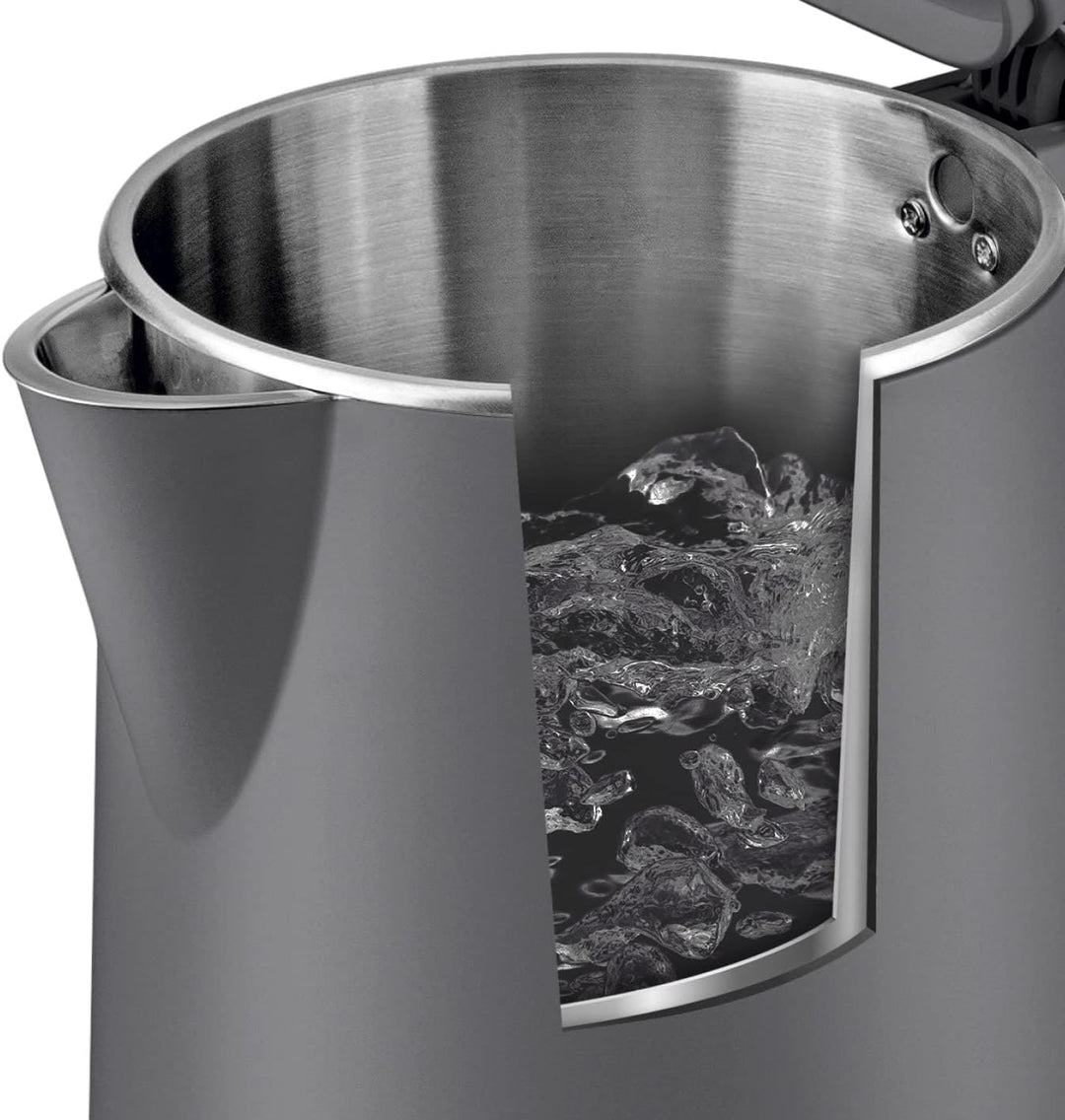 N8WERK Wasserkocher mit Doppelwand-Design in der Nordic Grey Edition | Fassungsvermögen 1,5 Liter, k