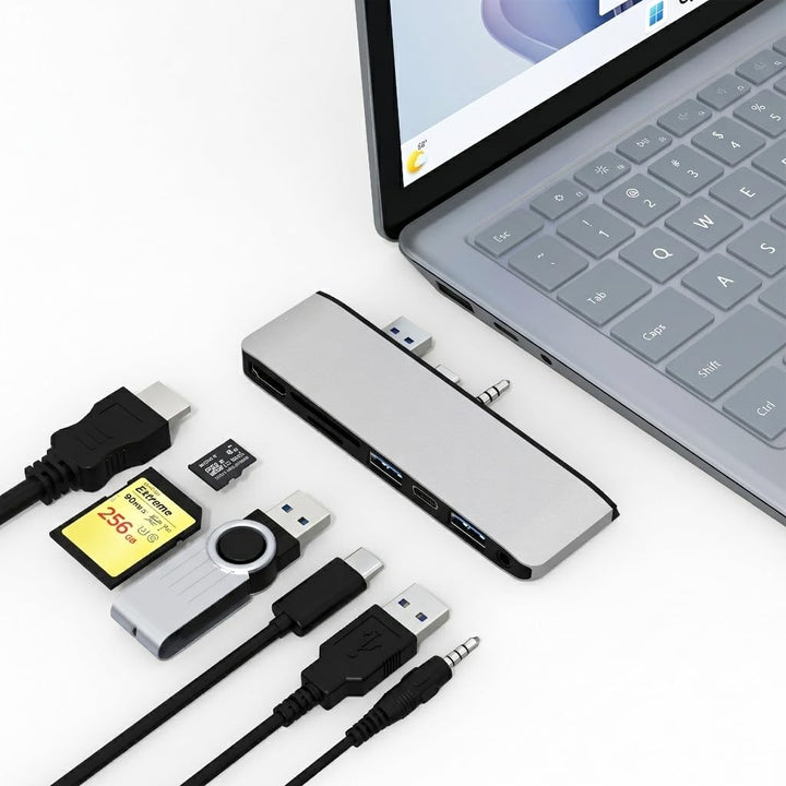 Surface Hub Dockingstation für Laptop mit 4K@30HZ HDMI +2*USB 3.0 +USB-C +SD/TF Kartensteckplatz +3,