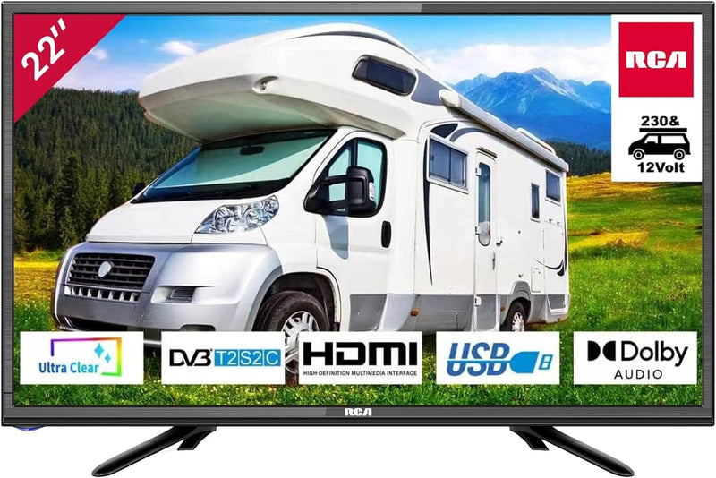 RCA iRB22H3C Fernseher 22 Zoll (TV 56 cm), Dolby Audio, Triple Tuner DVB-C/T2/S2, VGA, HDMI, USB, di