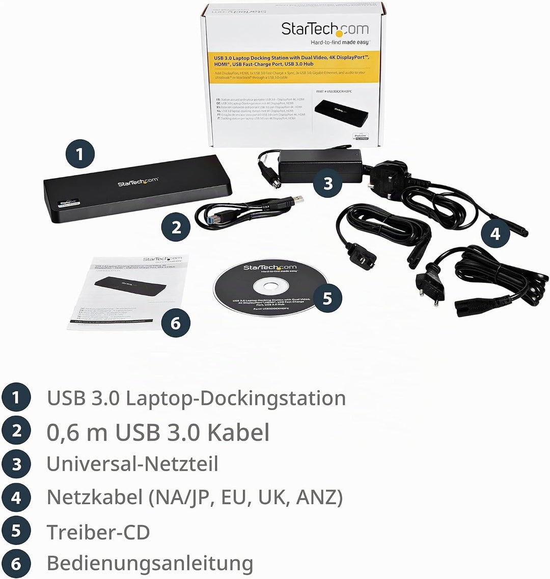 StarTech.com USB 3.0 Dockingstation für zwei Monitore mit HDMI &amp; 4K DisplayPort - USB 3.0 auf 4x USB