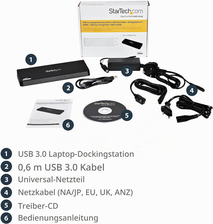 StarTech.com USB 3.0 Dockingstation für zwei Monitore mit HDMI &amp; 4K DisplayPort - USB 3.0 auf 4x USB