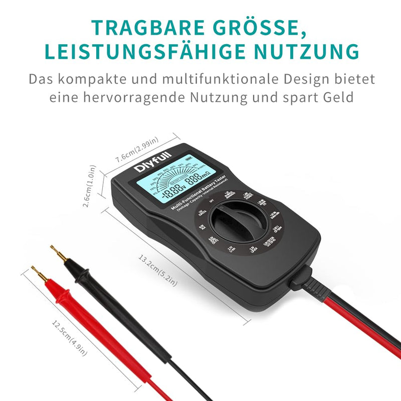 Dlyfull Batterietester Universal LCD Batterieprüfer, Profi Digital Batterie Messgerät für Akku, Batt