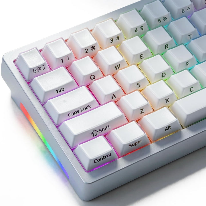 JakeTsai Velvet Crystal Jelly White Keycaps, 126 Keys Double Shot PC Keycaps Dye-Sub Cherry Profile