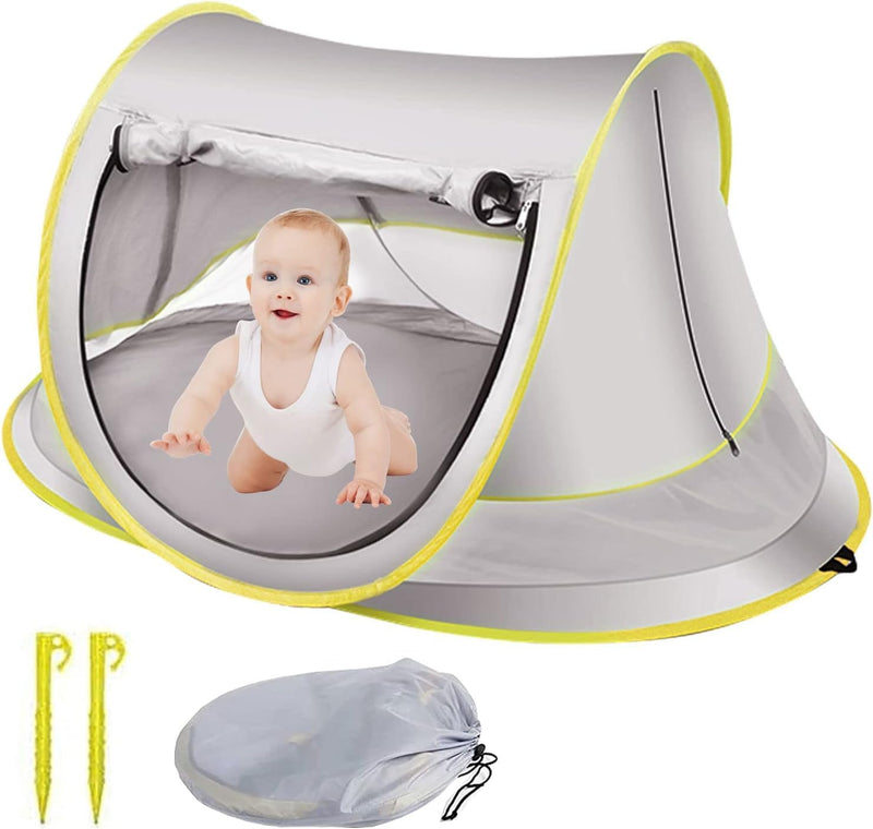 Baby Strand Pop Up Zelt, UPF 50+ Sonnenschutz Babyzelt mit Pool, Baby Pool Zelt mit Moskitonetz, Son