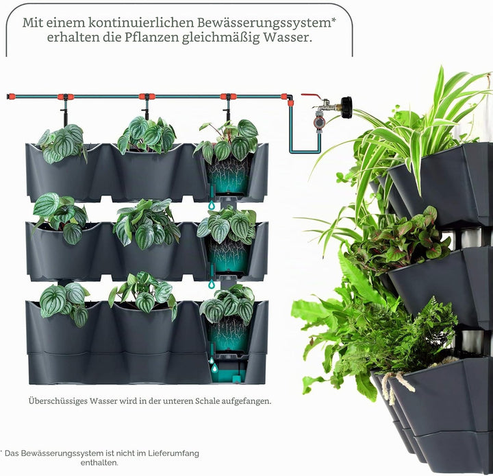 Macetero vertical Prosperplast Cascade Wall de plastico en color antracita 67 (largo) x 17,7 (ancho)