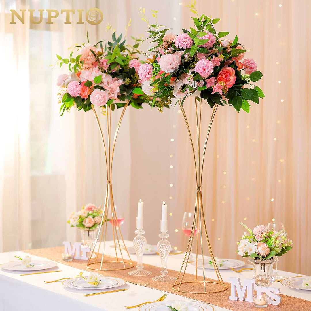Nuptio 10 Stück Gold Hochzeit Mittelstücke Tischvase, 79cm Hoch Metall Trompete Vase, Strasse Führen