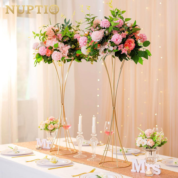 Nuptio 10 Stück Gold Hochzeit Mittelstücke Tischvase, 79cm Hoch Metall Trompete Vase, Strasse Führen
