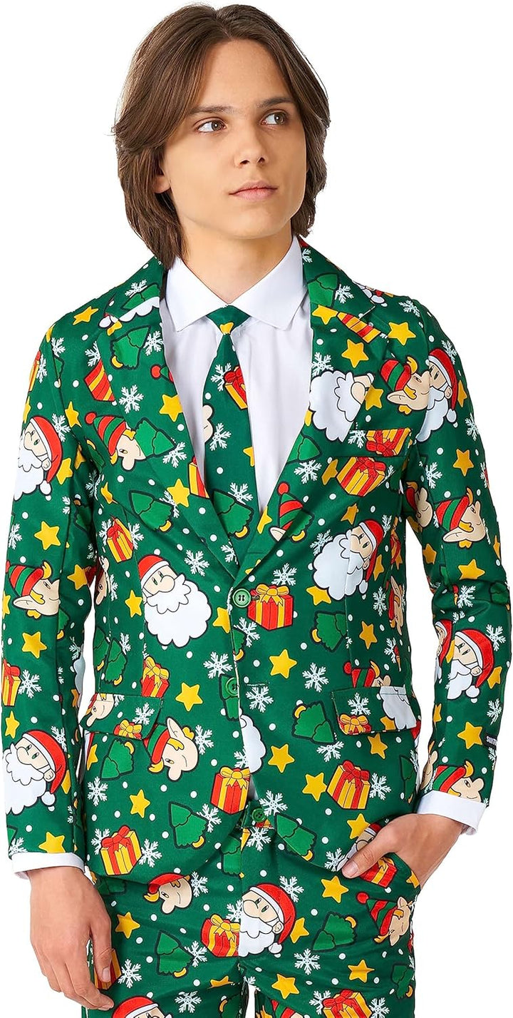 Suitmeister Herren-Weihnachtsanzug - Festlicher Hässlicher Weihnachten-Feiertags-Druck - Inklusive B