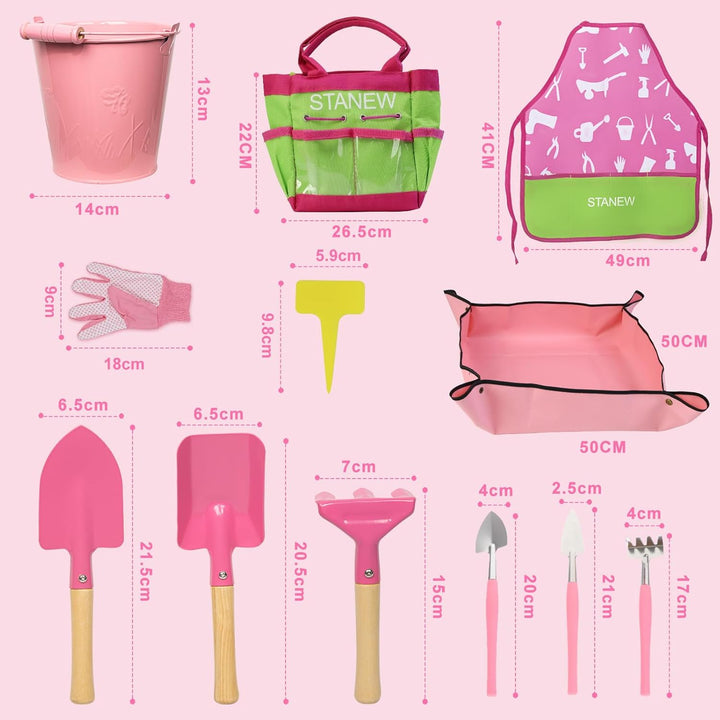 Stanew Kinder-Garten-Set, Kinder-Garten-Werkzeug-Set, Kinder-Garten-Geschenk, Kinder-Outdoor-Garten-