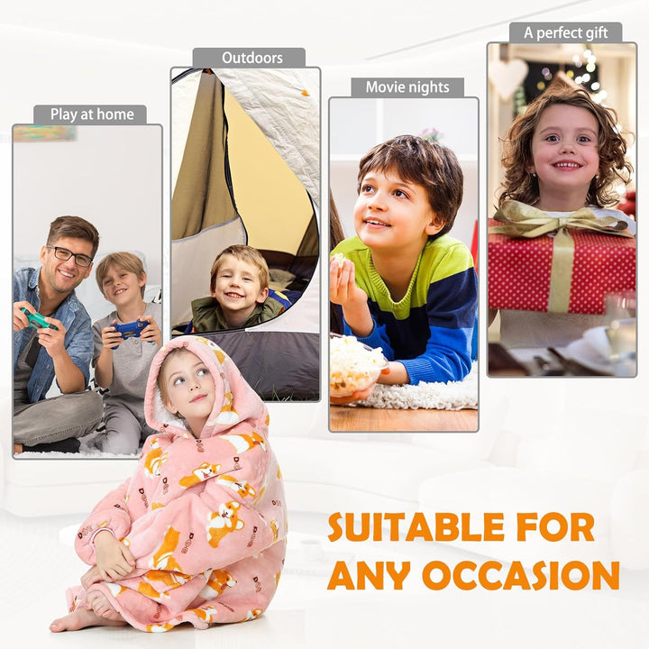 Mokani ÜBergrossE Hoodie Decke Kinder mit äRmel Tragbare Kapuzenpullover, Super Weich Warmes Bequeme