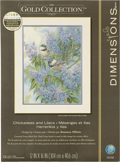 Dimensions Gezählter Kreuzstick Set, Chickadees and Flieders Chickadees und Flieder, Chickadees und