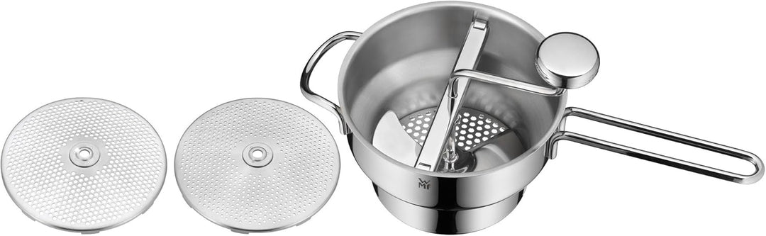WMF Gourmet Passiermühle mit 3 Lochscheiben, 19 x 11,5 cm, Cromargan Edelstahl poliert, Passiergerät