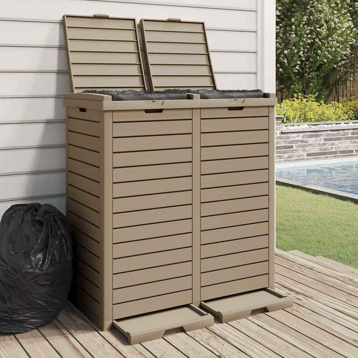 vidaXL Outdoor Mülltonne, Mülleimer mit viel Stauraum, Abfalleimer mit Doppeldeckel, Abfalltonne Mül