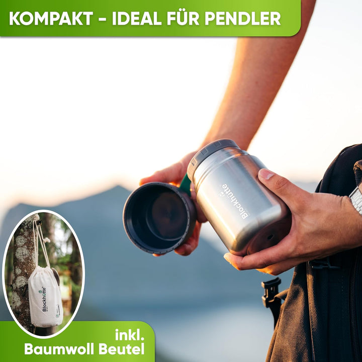 Blockhütte Edelstahl Thermobehälter für Essen I 530 ml I mit Löffel, Thermobecher für Kinder, Erwach