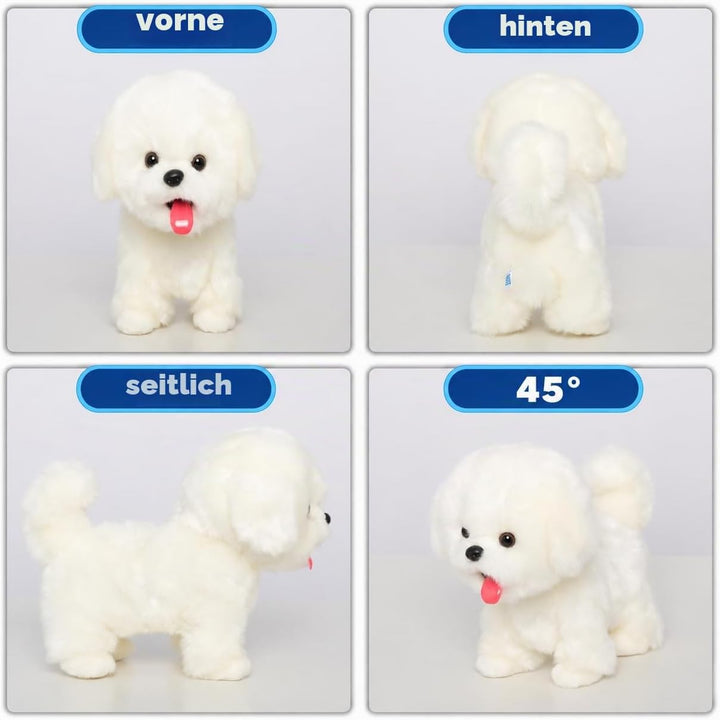 CU-MATE Plush Interactive Maltese Simulation Dog-Realistic Stuffed Animal Puppy Electronic Toy Robot