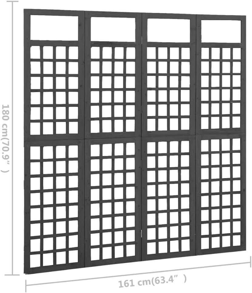 vidaXL Tannenholz Massiv Paravent Spalier 4-TLG. Rankhilfe Raumtrenner Raumteiler Trennwand Umkleide