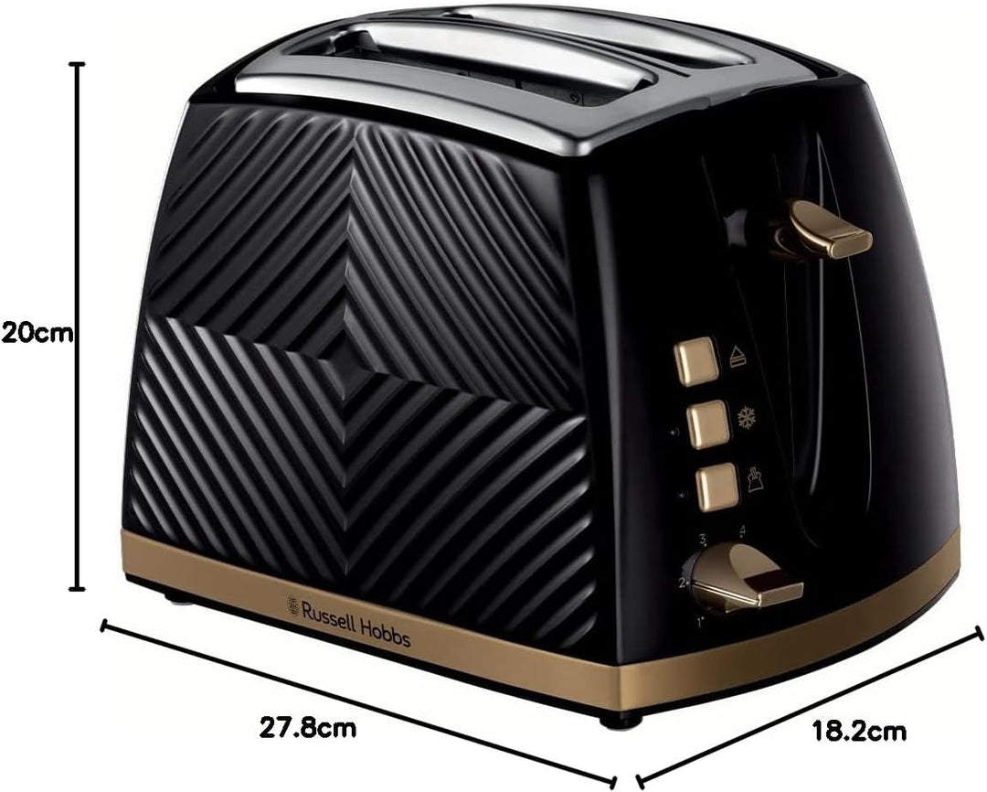 Russell Hobbs 26390 2-Scheiben-Toaster, Touch-Toaster mit 3D-Design mit Gefriereinstellungen, Abbrec