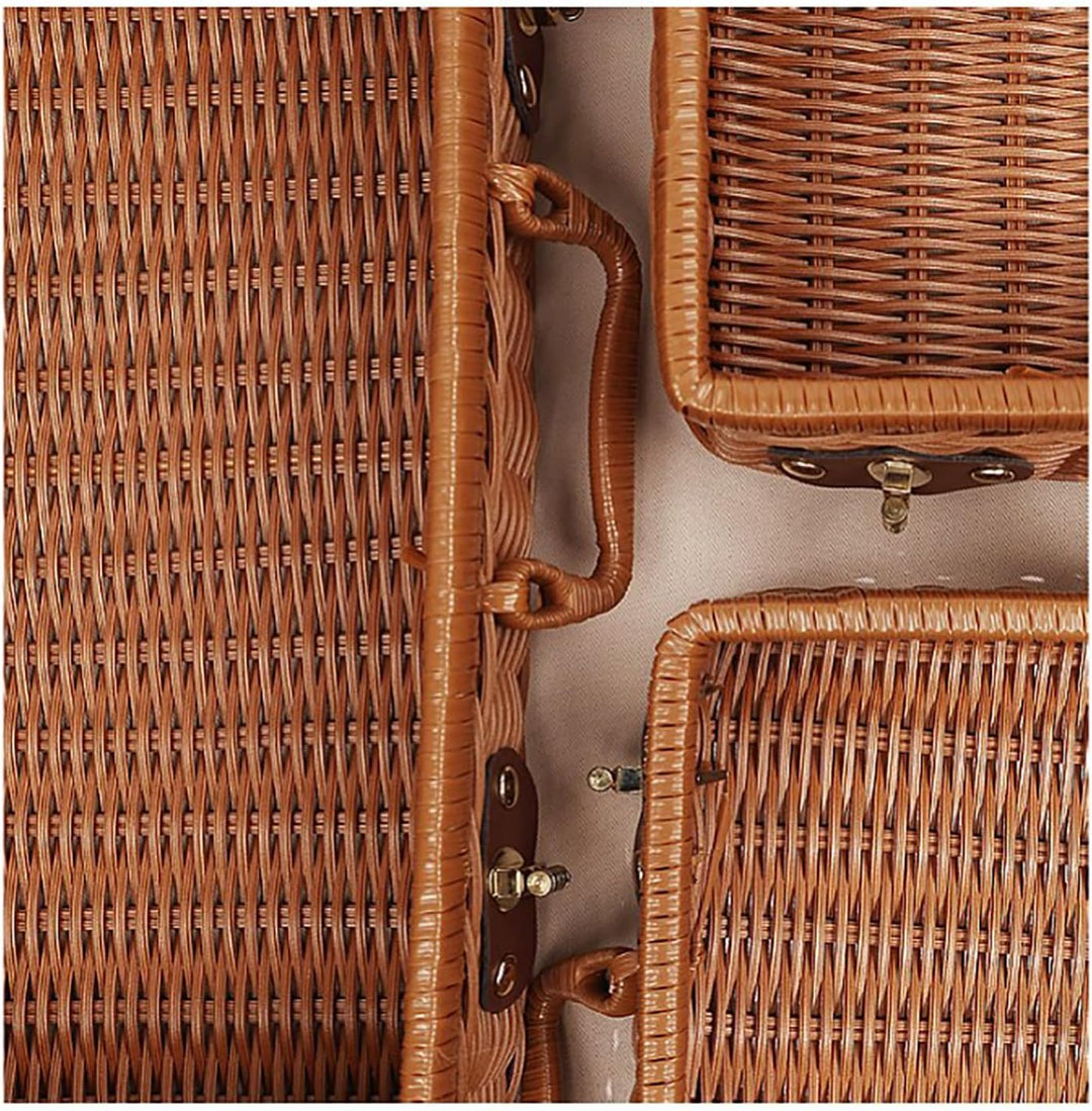 Geflochtener Rattan-Koffer Aufbewahrungskorb mit Griff, Gewebte Picknickbox, Handgewebt, mit Metalls