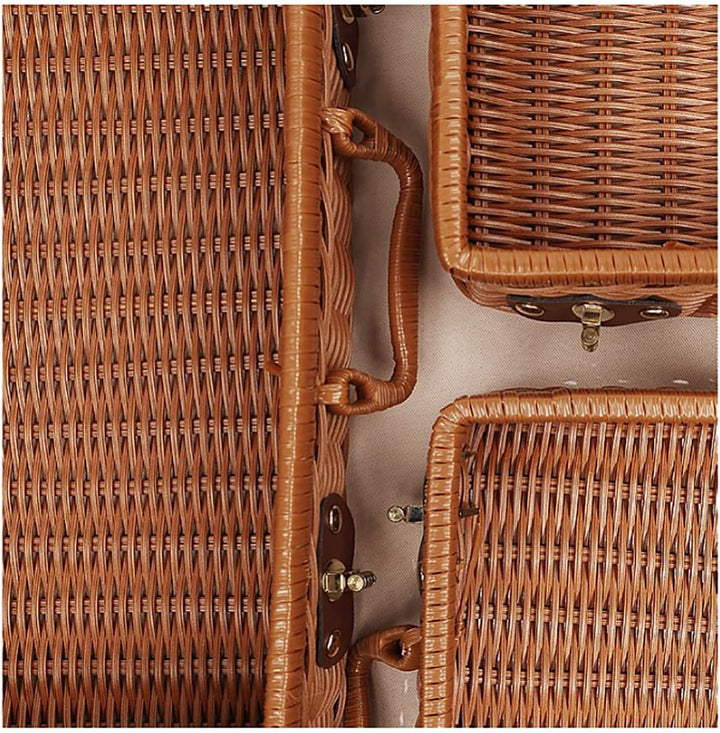 Geflochtener Rattan-Koffer Aufbewahrungskorb mit Griff, Gewebte Picknickbox, Handgewebt, mit Metalls