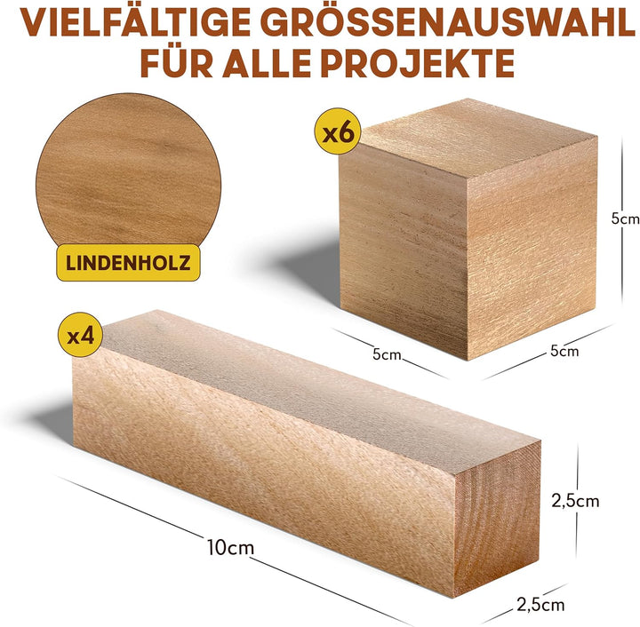 Eli® Schnitzholz Linde - mittleres Set Holzblock - welches Lindenholz zum Schnitzen oder drechseln -