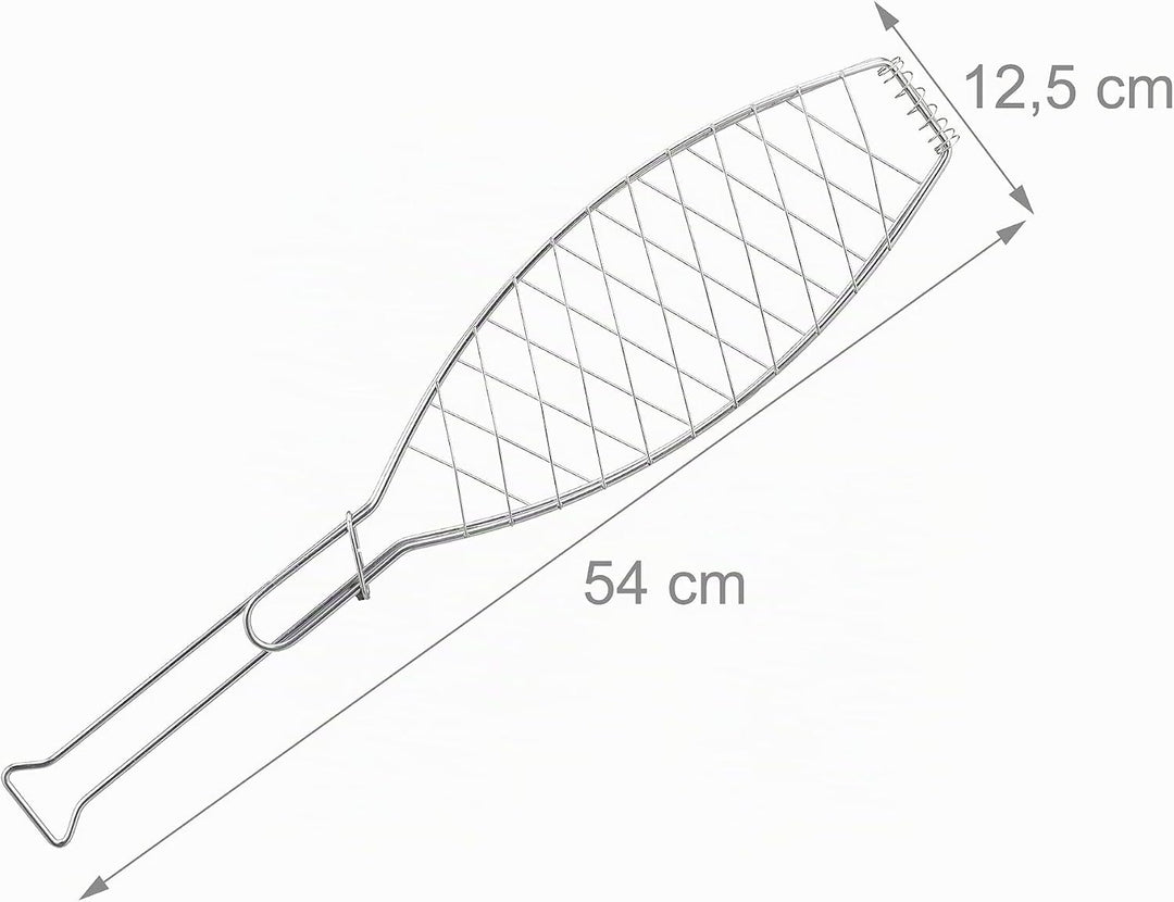 Relaxdays Fischbräter 6er Set, Edelstahl, mit Griff, 54 cm lang, Fischhalter zum Grillen, Grillgutha