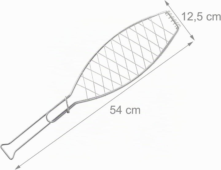 Relaxdays Fischbräter 6er Set, Edelstahl, mit Griff, 54 cm lang, Fischhalter zum Grillen, Grillgutha