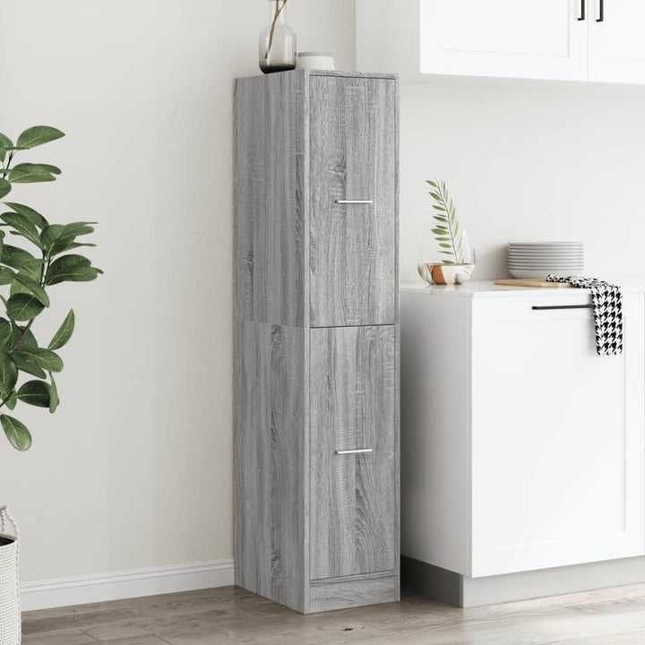 Homgoday Apothekerschrank Holzwerkstoff Grau Sonoma, 4 Schubladen, 60 kg Tragfähigkeit Model855174,