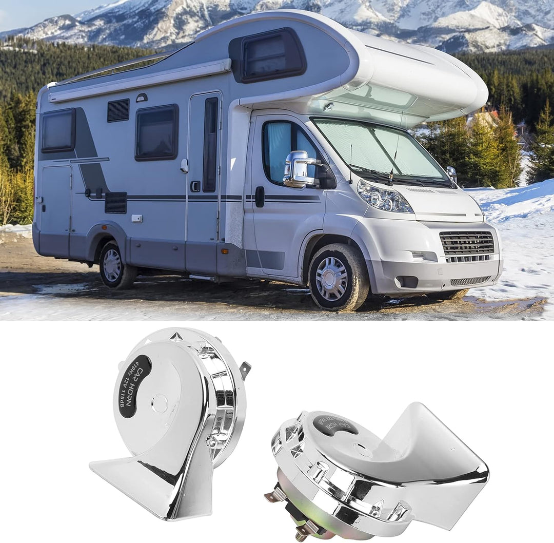 2Stück Hupe Autohupe Laut 115dB Horn Signalhorn Universal Lautes Horn Silber Hupe Autohupe Auto-Luft