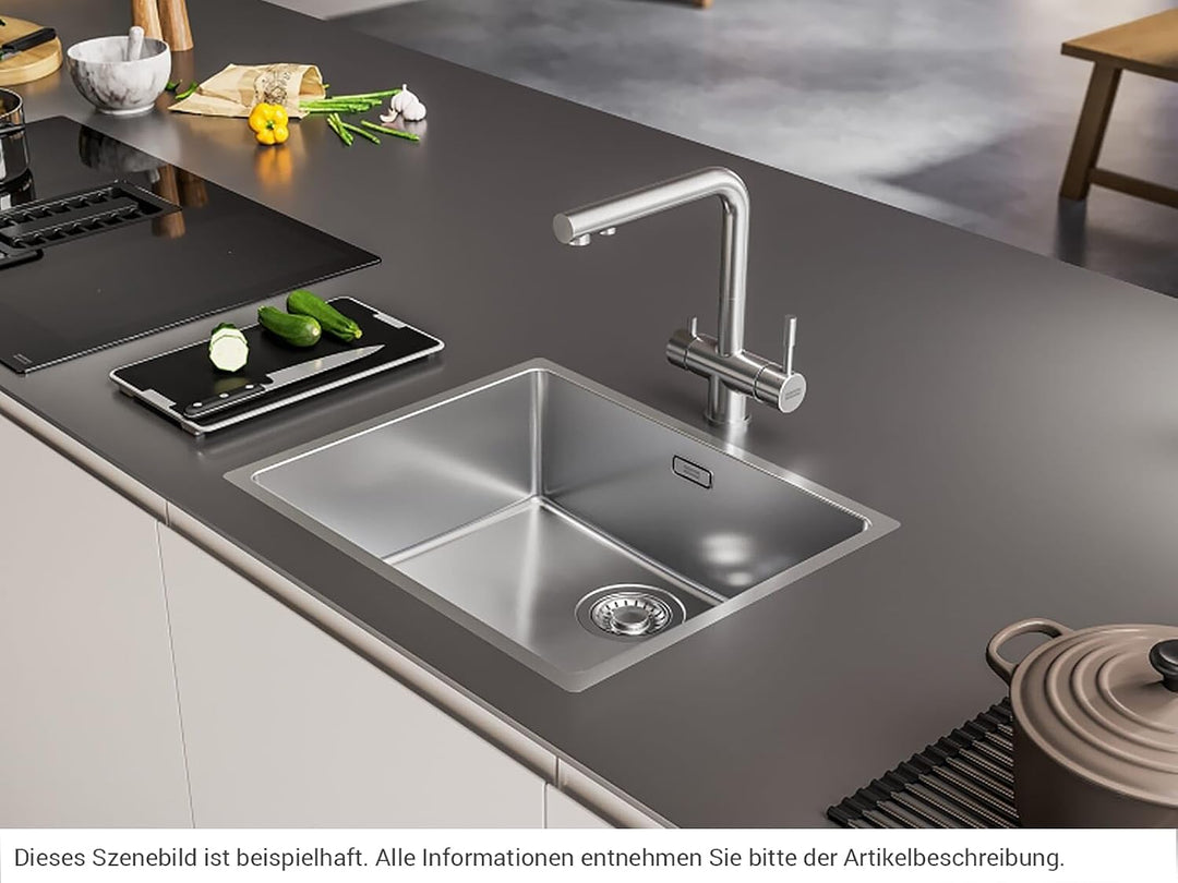 Franke Water Zwei-Funktionen-Spültischbatterie Atlas Clear 120.0179.978 mit Festauslauf edelstahlfar