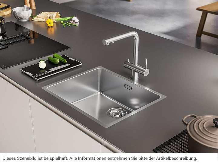 Franke Water Zwei-Funktionen-Spültischbatterie Atlas Clear 120.0179.978 mit Festauslauf edelstahlfar