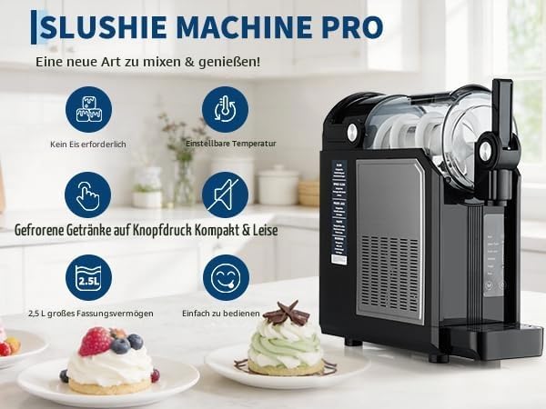 Slush Maschine für Zuhause 2,5L, 5-in-1 Eismaschine für Slushies, Cocktails, Milchshakes, Frappé &amp; F