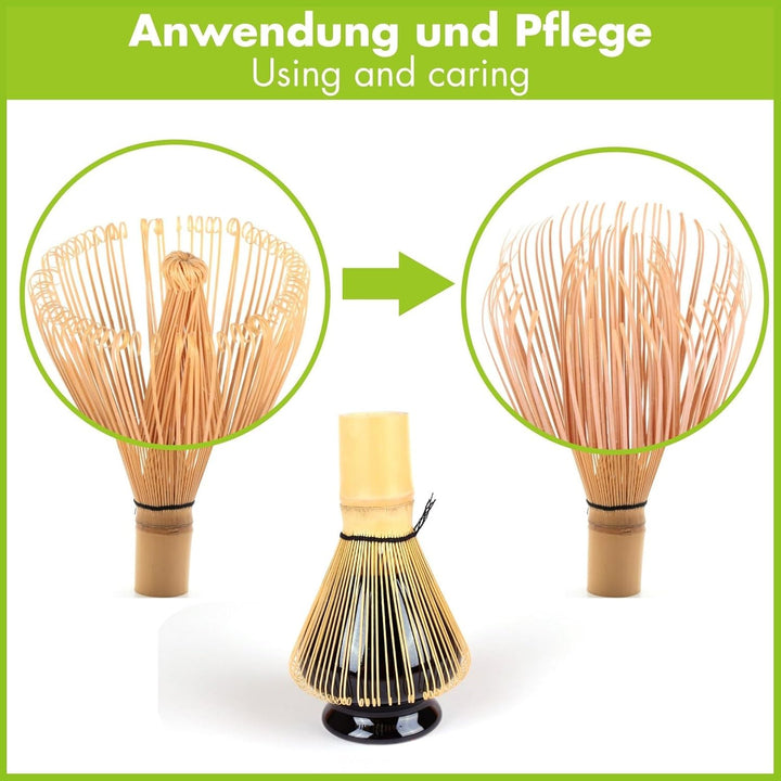 Goodwei Matcha Set komplett mit Matchabesen, Matcha Löffel und Matcha Schale aus Keramik mit Besenha