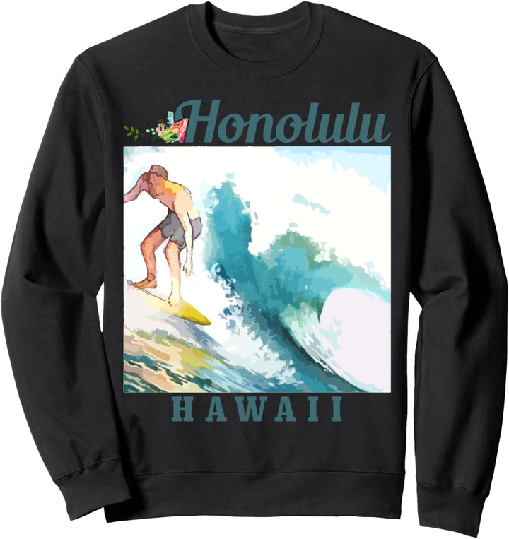Honolulu Hawaii Surfing Vintage Surfer Sweatshirt