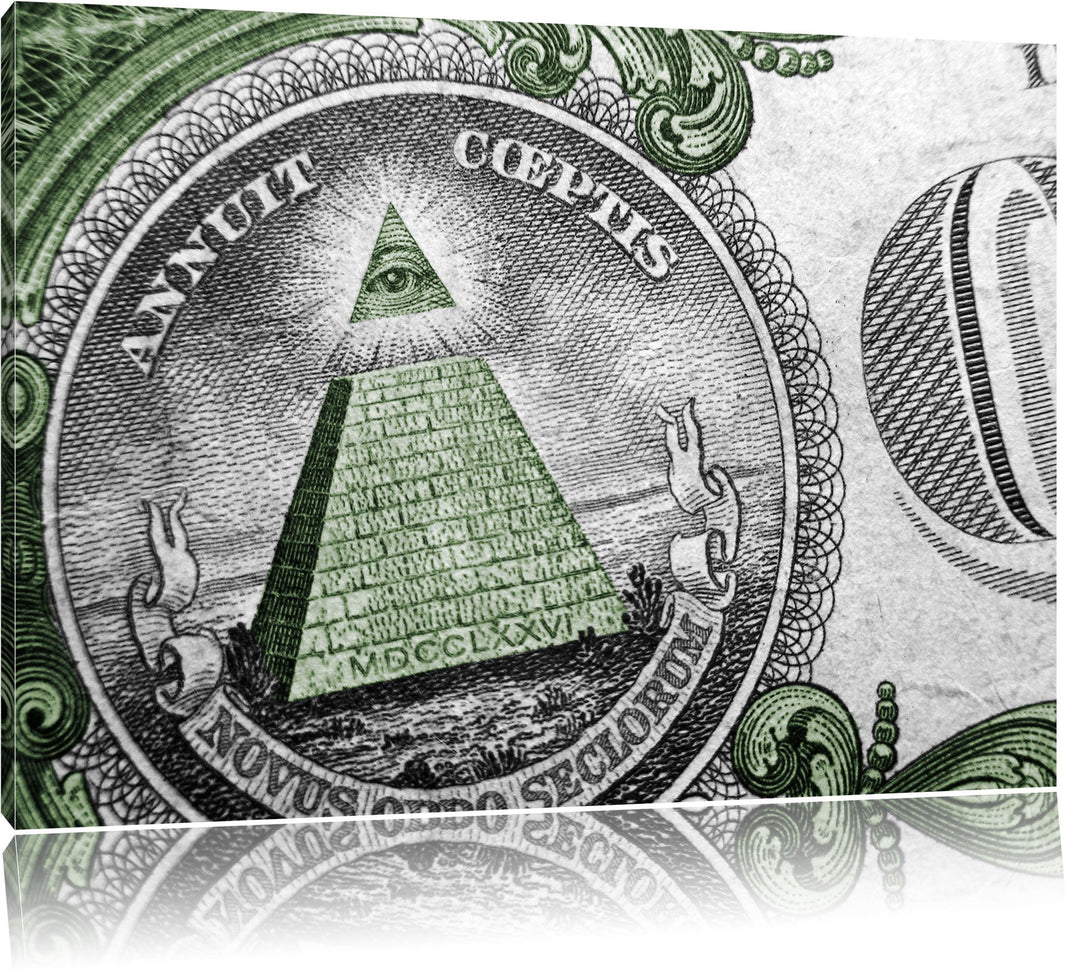 Illuminaten-Pyramide Dollar schwarz/weiss Format: 100x70 auf Leinwand, XXL riesige Bilder fertig ger