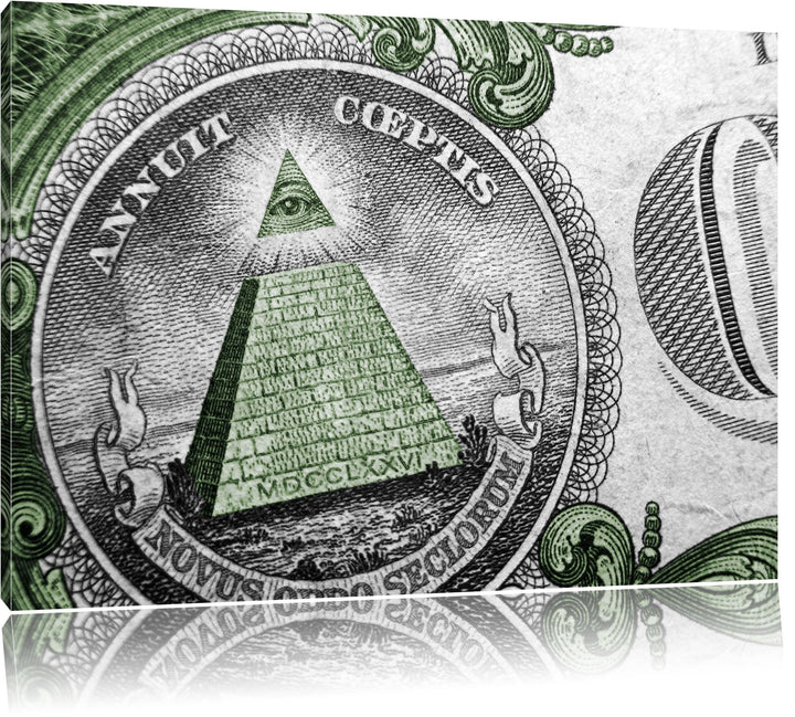 Illuminaten-Pyramide Dollar schwarz/weiss Format: 100x70 auf Leinwand, XXL riesige Bilder fertig ger