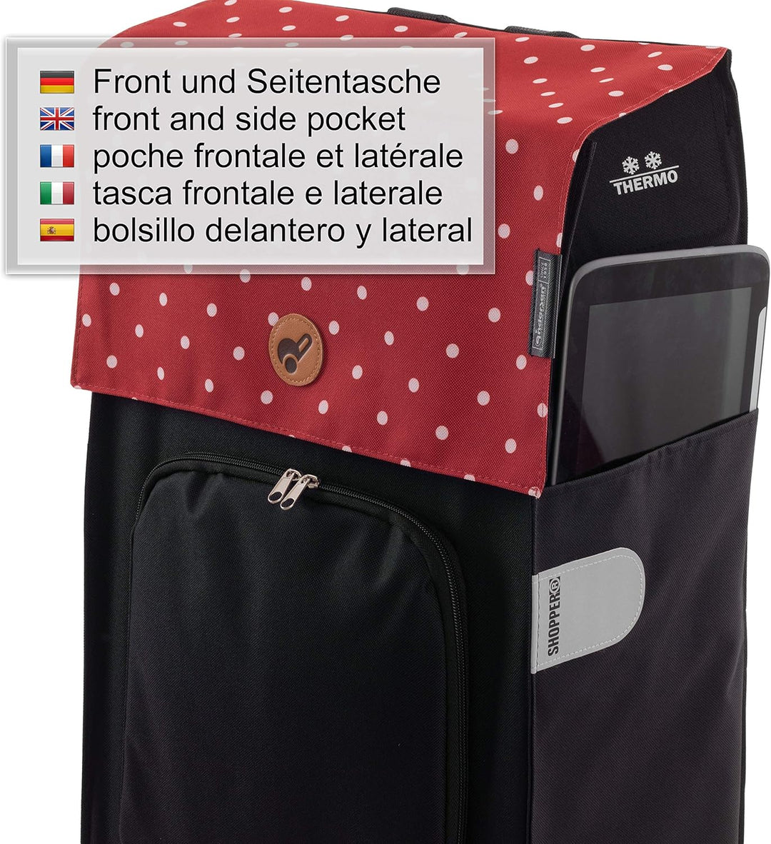Andersen Einkaufstrolley Ersatztasche - 49 Liter - mit Kühlfach | Seiten- &amp; Fronttasche - wasserabwe