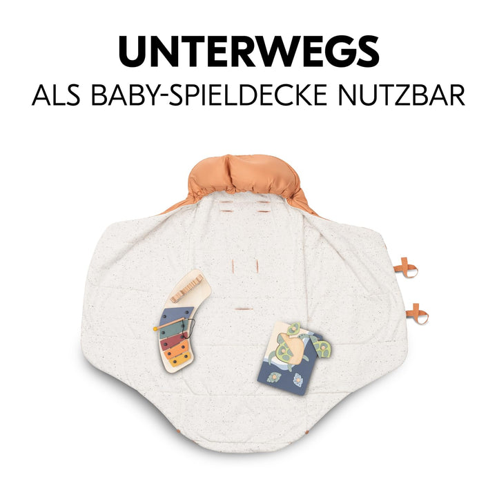 hauck Carry N Play, Dots Cork/Baumwolle – 3in1 Baby Tragetasche, Fusssack & Spieldecke – 85 x 40 x 1