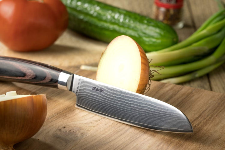 Damastmesser Santoku Messer L (24 cm) Profi-Kochmesser aus echtem 67 Lagen Damaststahl I Damast-Küch
