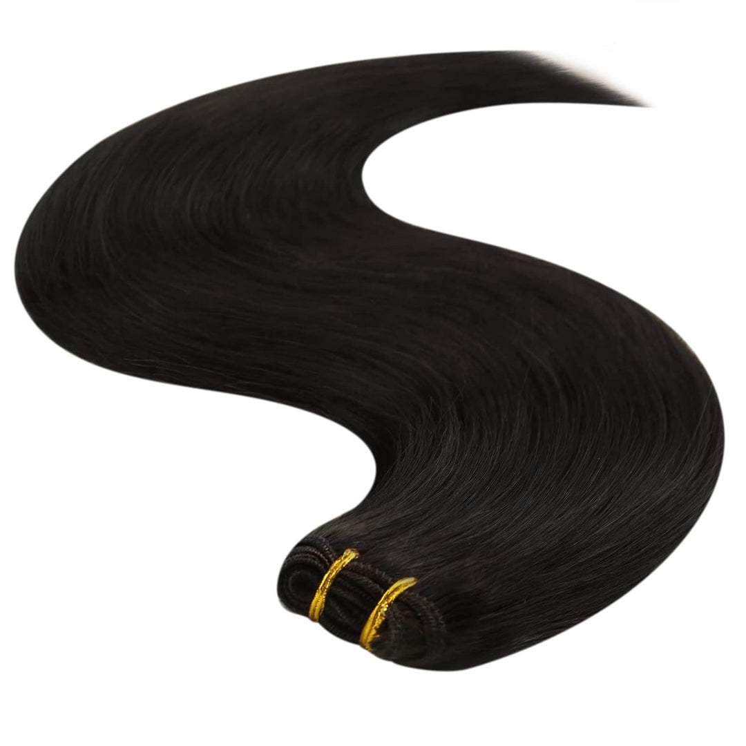 YoungSee Echthaar Extensions Tressen Braun Tressen Echthaar 50 cm Echthaar Tressen Braun Haartressen