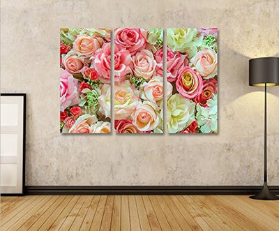 islandburner Bild Bilder auf Leinwand Rosen Pastell Deko Blumen 3p XXL Poster Leinwandbild Wandbild