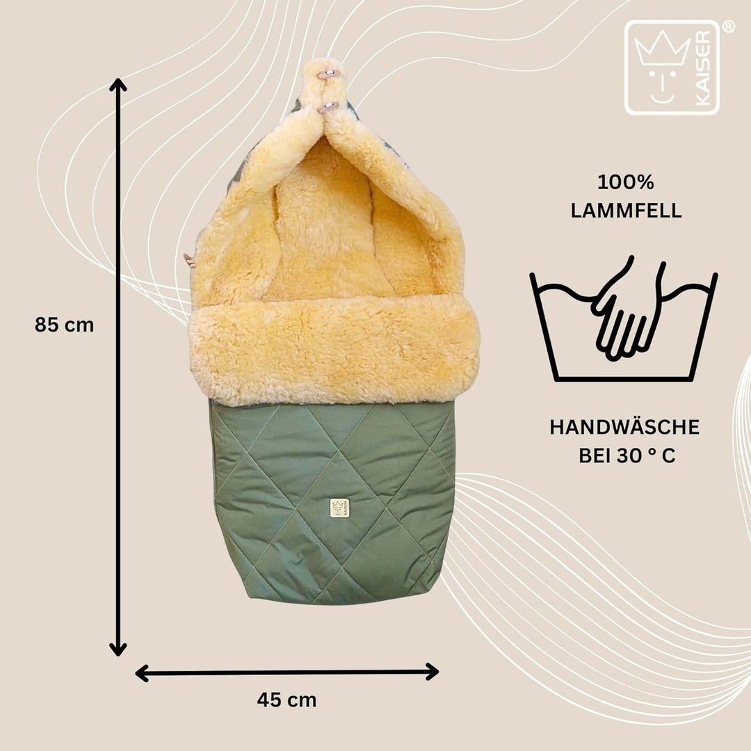 Kaiser Coosy Lammfell Kinderwagen Fusssack, 85 x 45 cm, Universal Passform (salbei green), salbei gr
