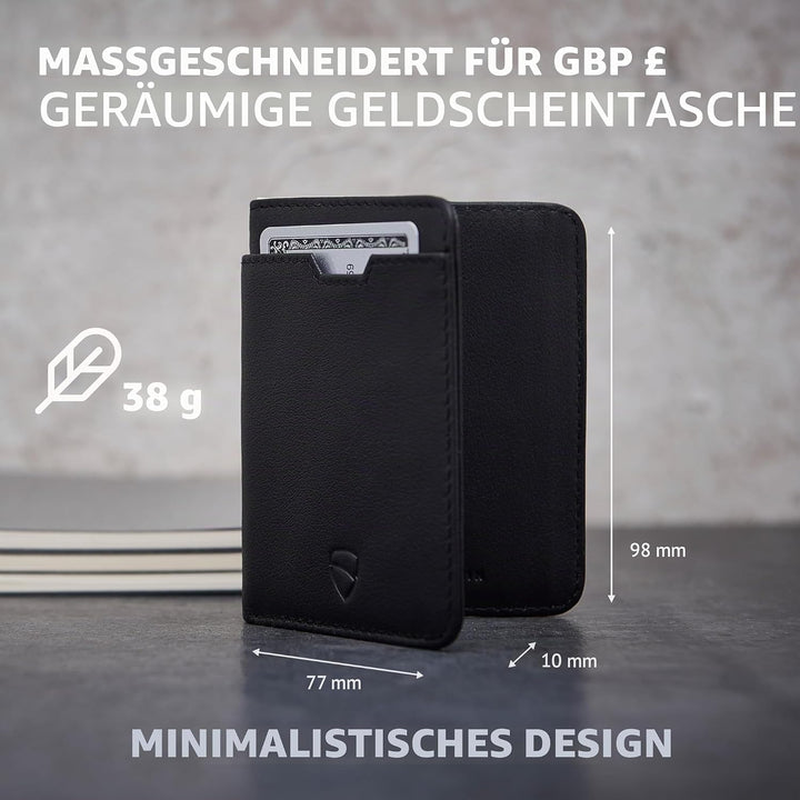 Vaultskin City Herren Ledergeldbörse mit RFID Blocker für Karten. Flaches Kartenetui für bis zu 9 EC