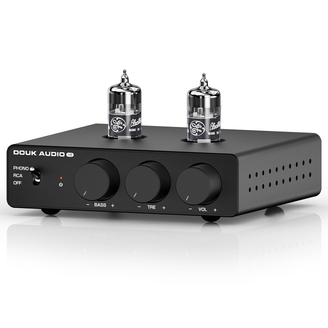 Douk Audio Röhrenvorverstärker MM Phono-Stufe HiFi Stereo-Vorverstärker mit Tiefpassfilter, Subwoofe