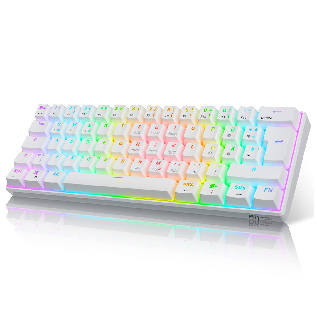 RK61 Mechanische Gaming-Tastatur, 2,4 GHz Wireless/Bluetooth/Wired 60% Mechanische Tastatur 61 Taste
