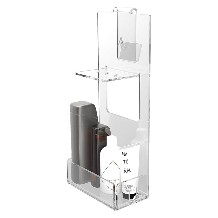 Agplex Duschregal aus Acrylglas mit Handtuchhalter - Duschregal - Masse in cm 24x20xh45 (2 Regale, D
