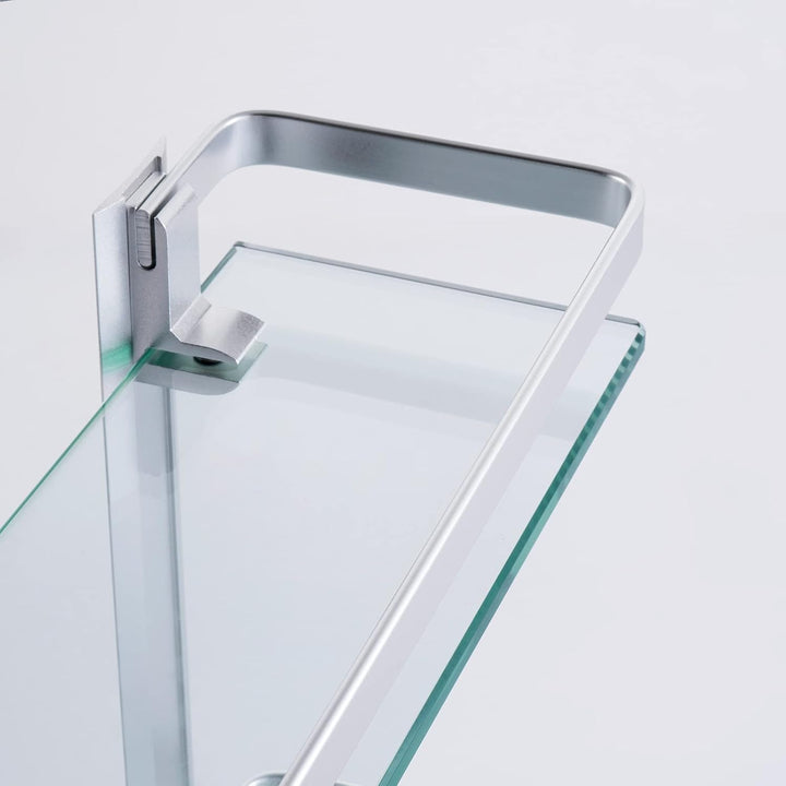 KES Glasregal Duschablage 35 cm, Glas Badregal 8mm Hartglas Badezimmer Regal Wandregal Dusche Ablage