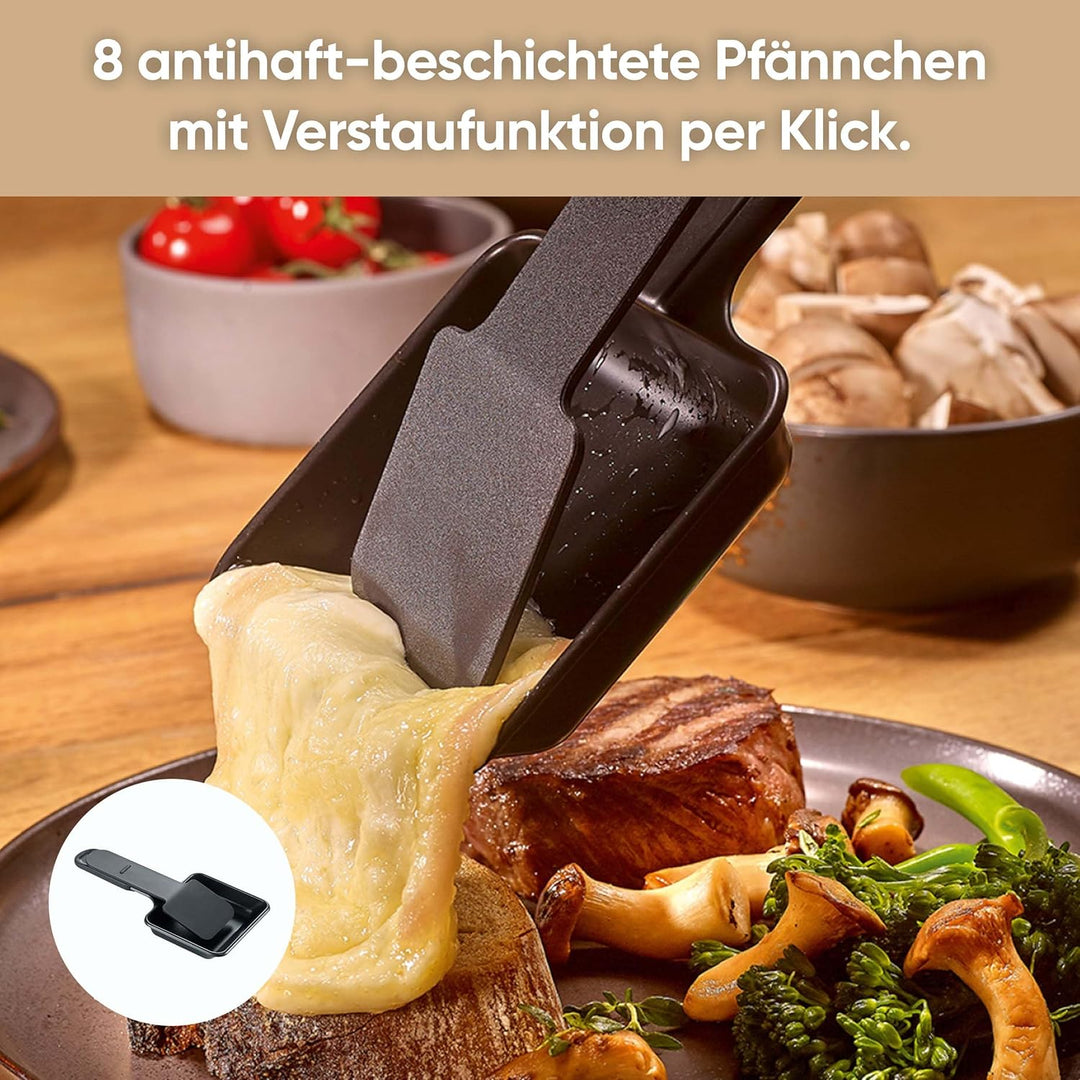 SEVERIN Raclette-Grill für 8 Personen, Raclette mit grosser antihaftbeschichteter Grillplatte, extra