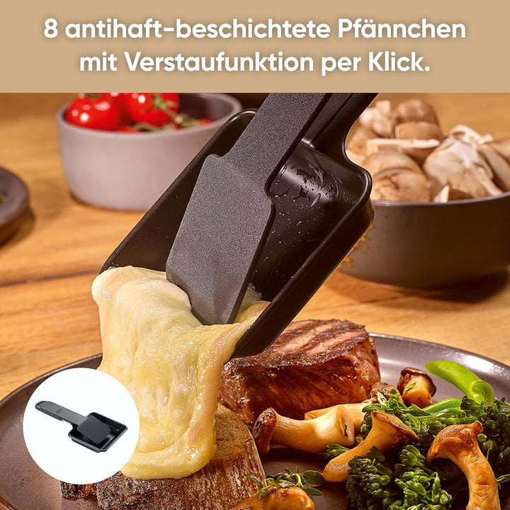SEVERIN Raclette-Grill für 8 Personen, Raclette mit grosser antihaftbeschichteter Grillplatte, extra